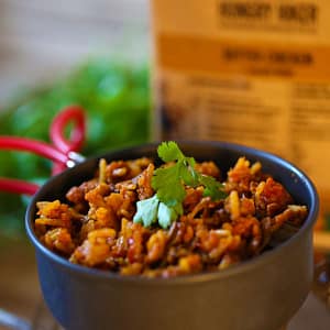 Hungry Hiker Butter Chicken dehydrated hiking meal prepared in a camping pot